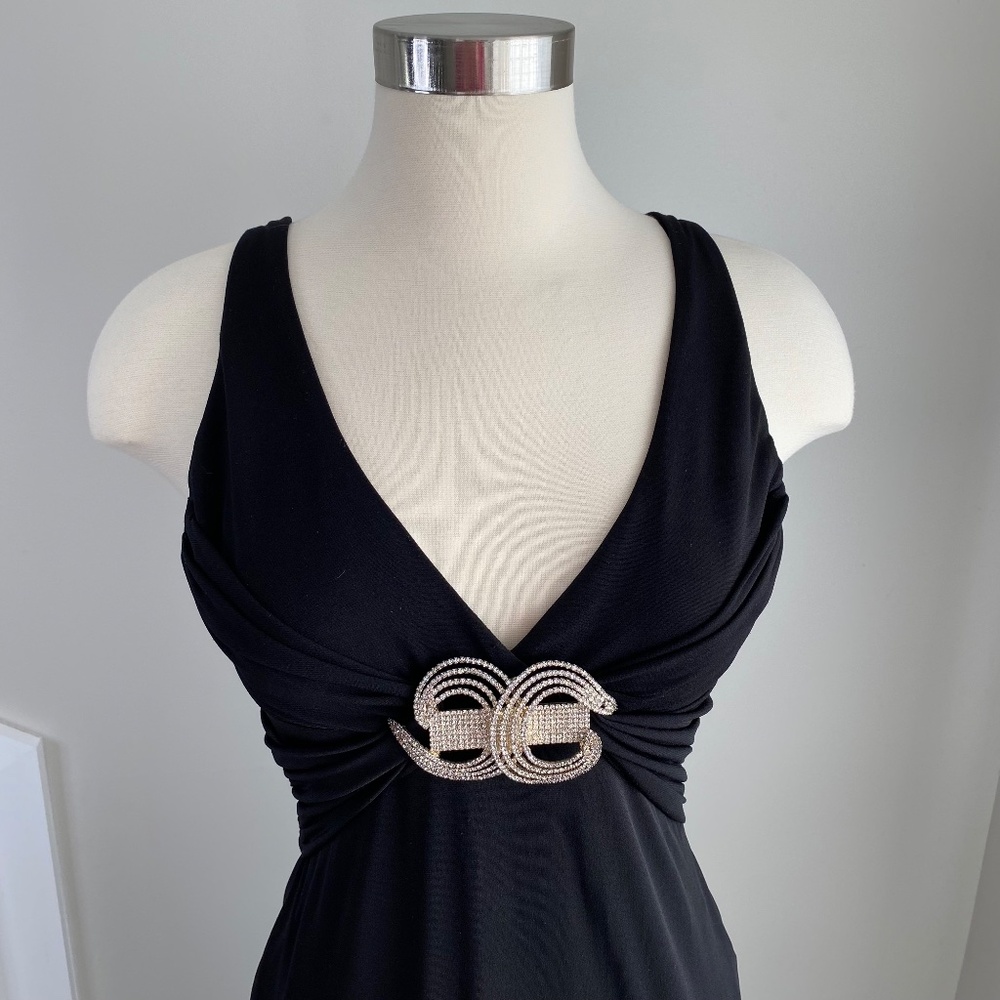 Cache Full Length Black Backless Gown With Rhines… - image 3